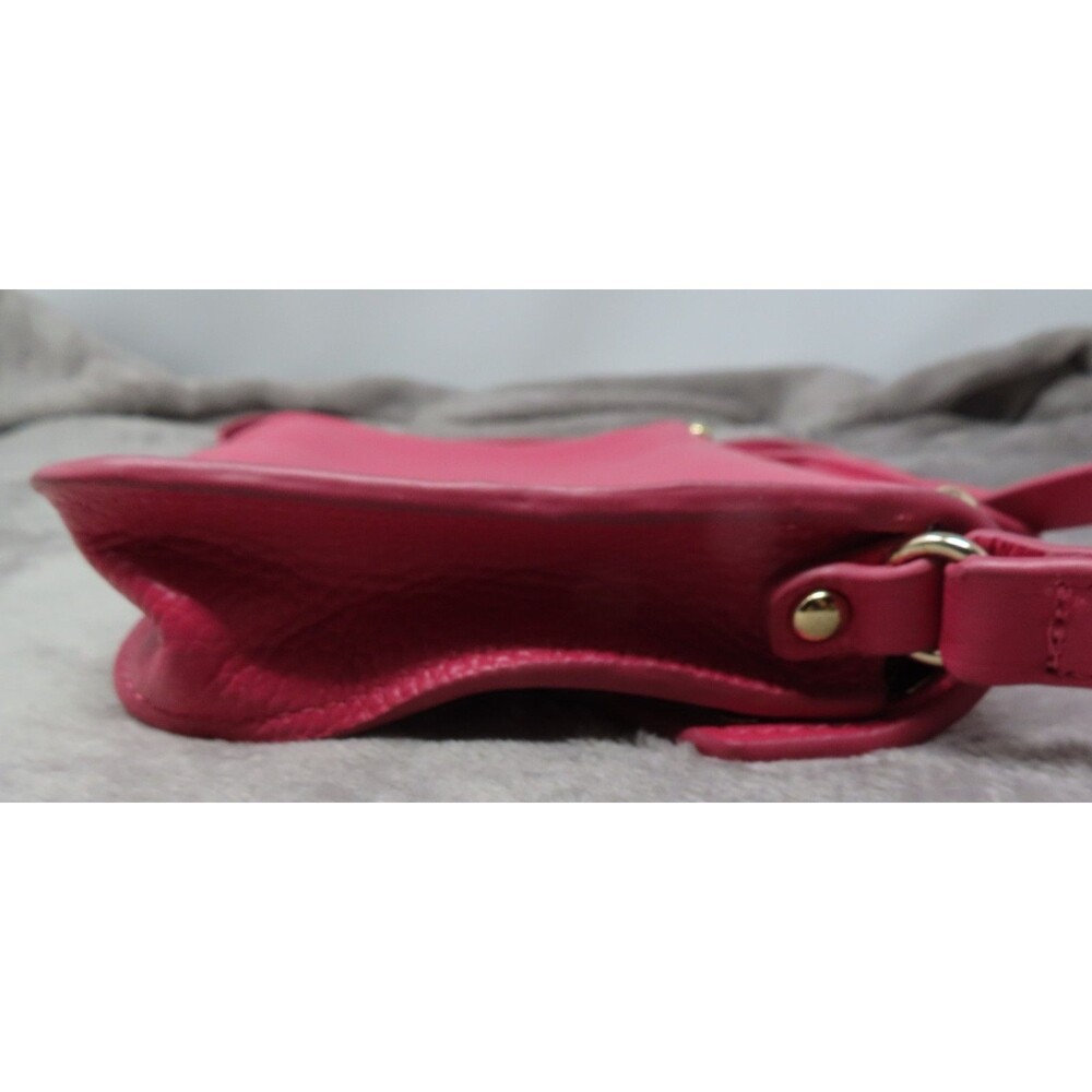 BTB Los Angeles Hot Pink Rocker Biker Styling Leather Gold Studded Crossbody Bag - Picture 8 of 16